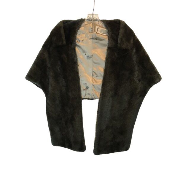 VTG 60s Regina Glenara by Glenoit faux fur glam Wrap Stole Brown Lined One Size - Picture 1 of 6
